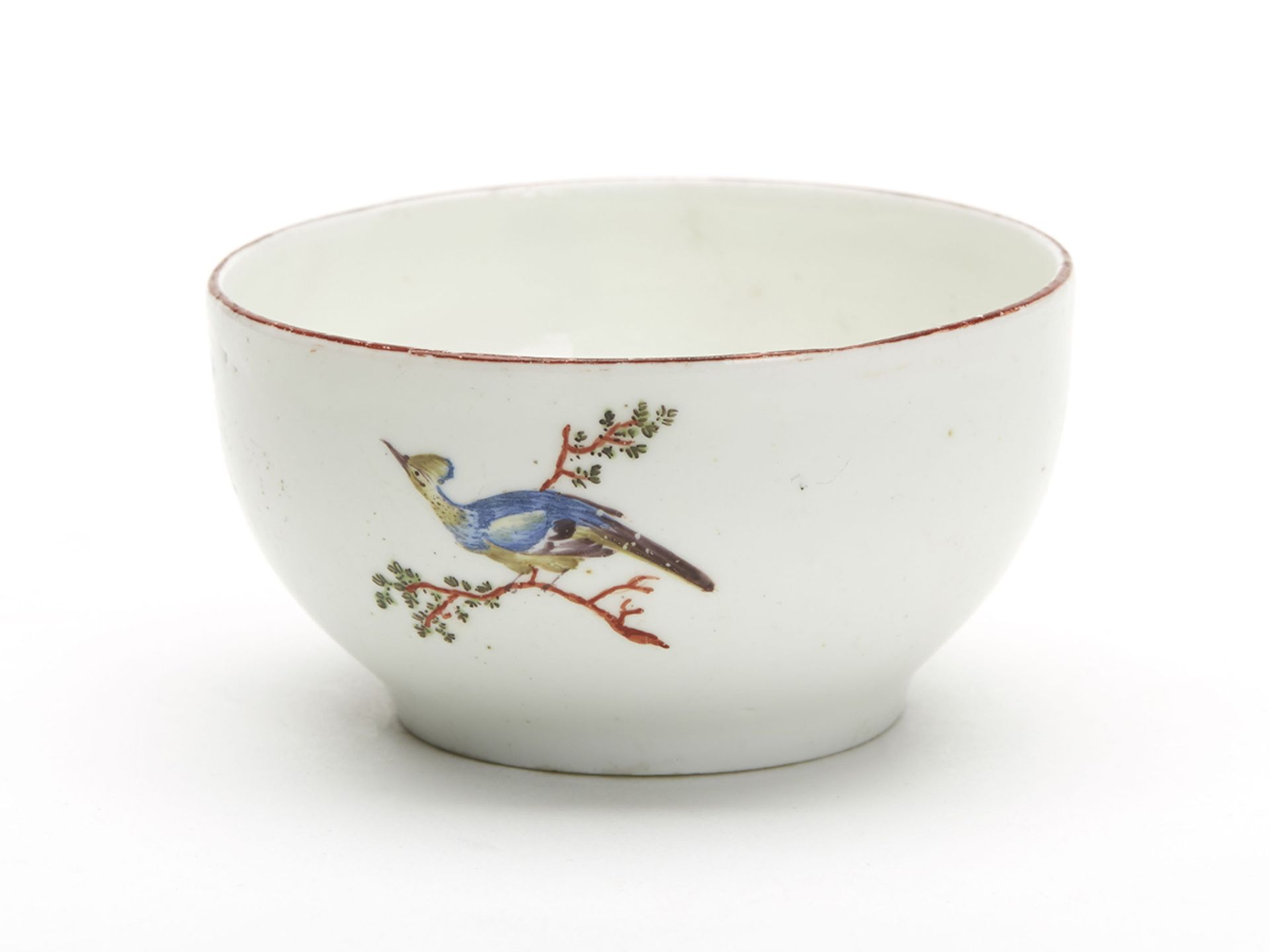 ANTIQUE EARLY CHELSEA BIRD PAINTED TEABOWL 18TH C. - Image 3 of 7