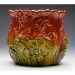 ARTS & CRAFTS WILLIAM AULT FLORAL MAJOLICA PLANTER 1896