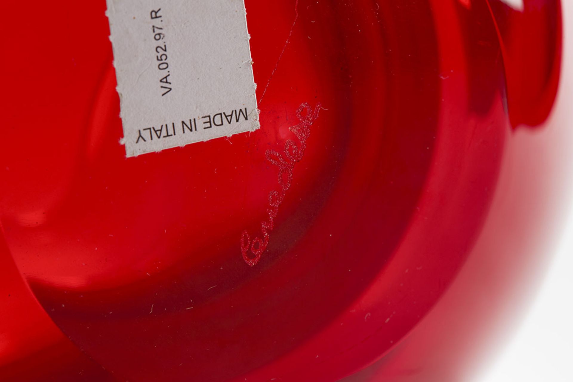Italian Murano Gino Cenedese Signed Swirl Design Red Art Glass Vase - Image 7 of 10
