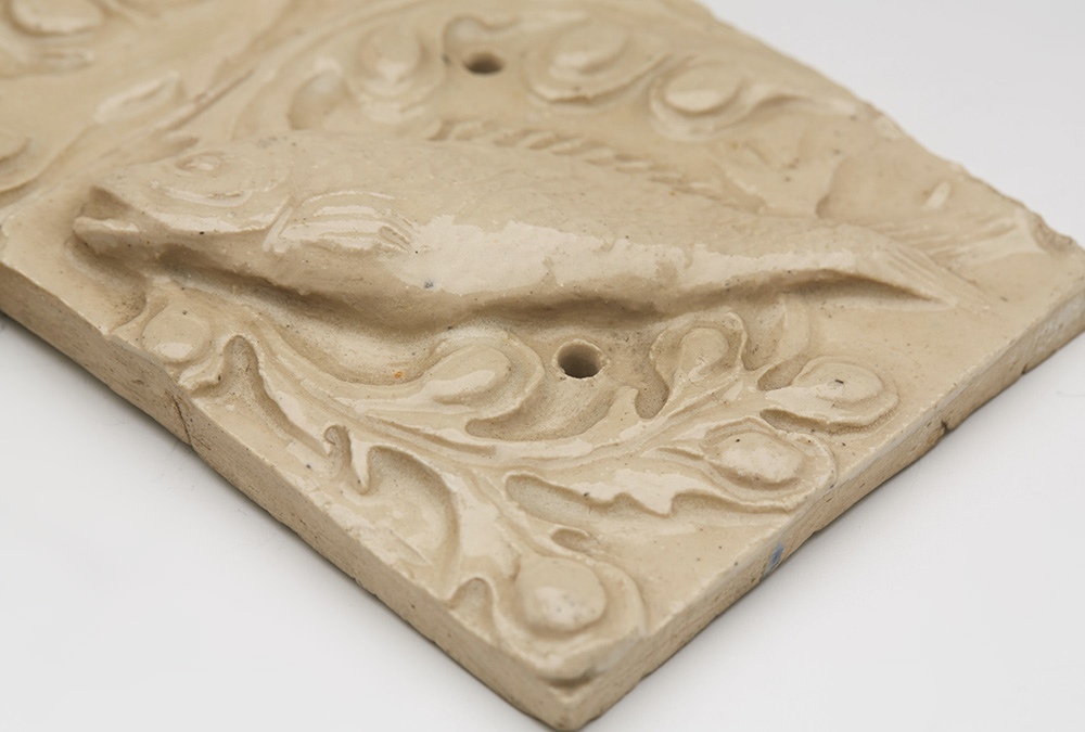 ANTIQUE COLLECTION SALT GLAZED RELIEF MOULDED TILES 19TH C. - Image 9 of 9