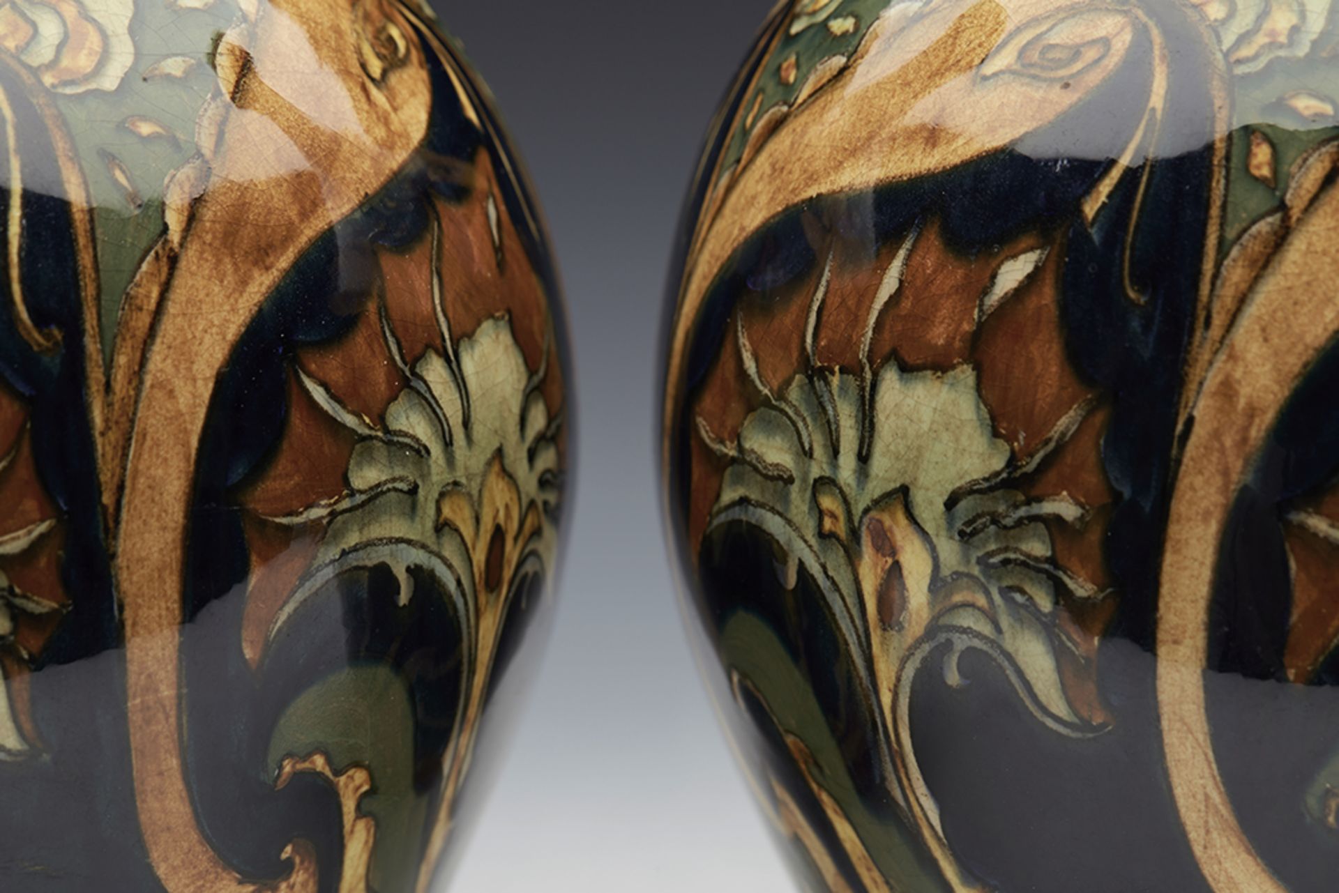 Pair Art Pottery Rozenburg Stylish Floral Design Vases 1896 - Image 14 of 16