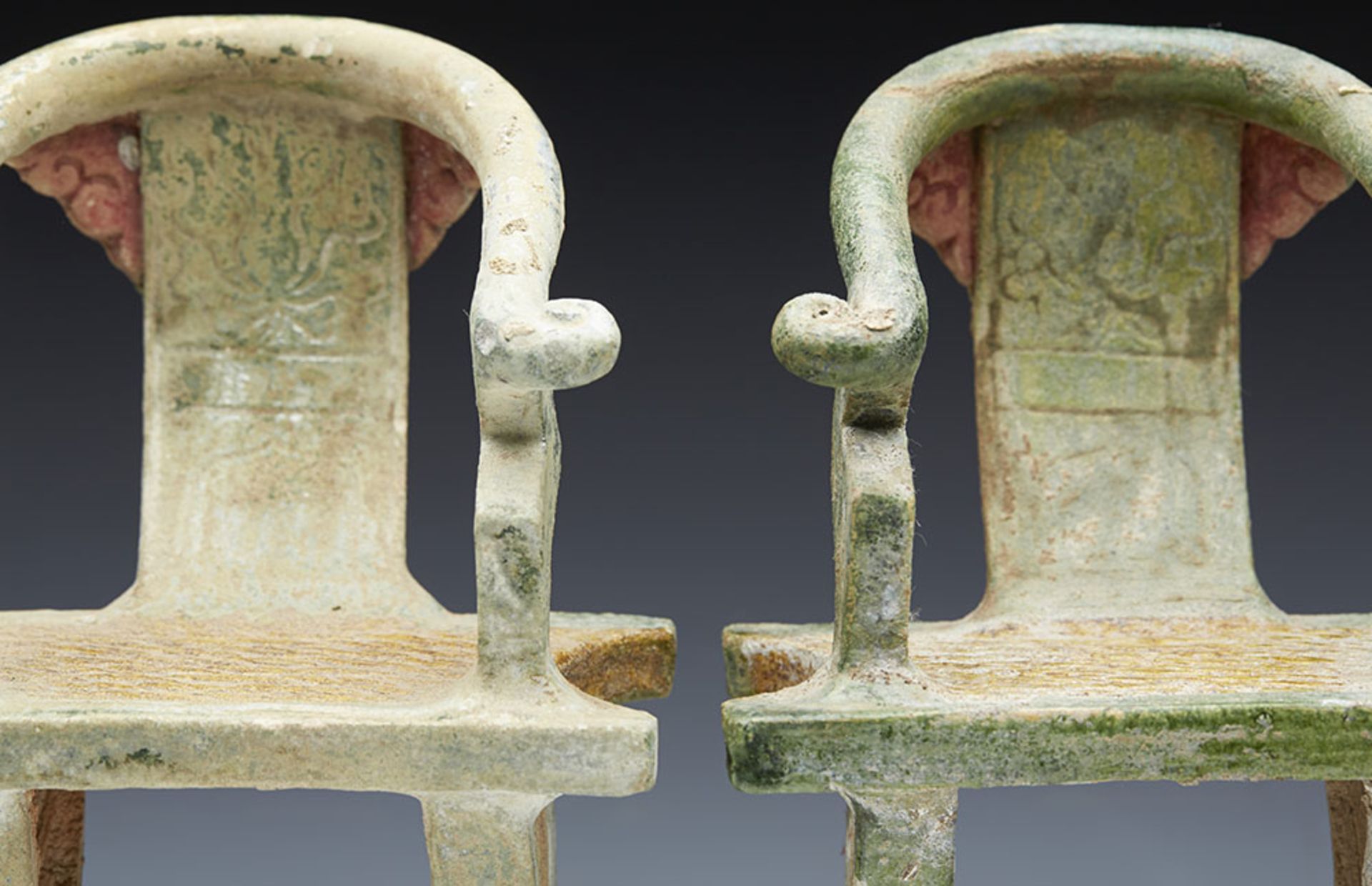 Pair Antique Chinese Ming Earthenware Tomb Chairs 1368-1644 - Image 11 of 15