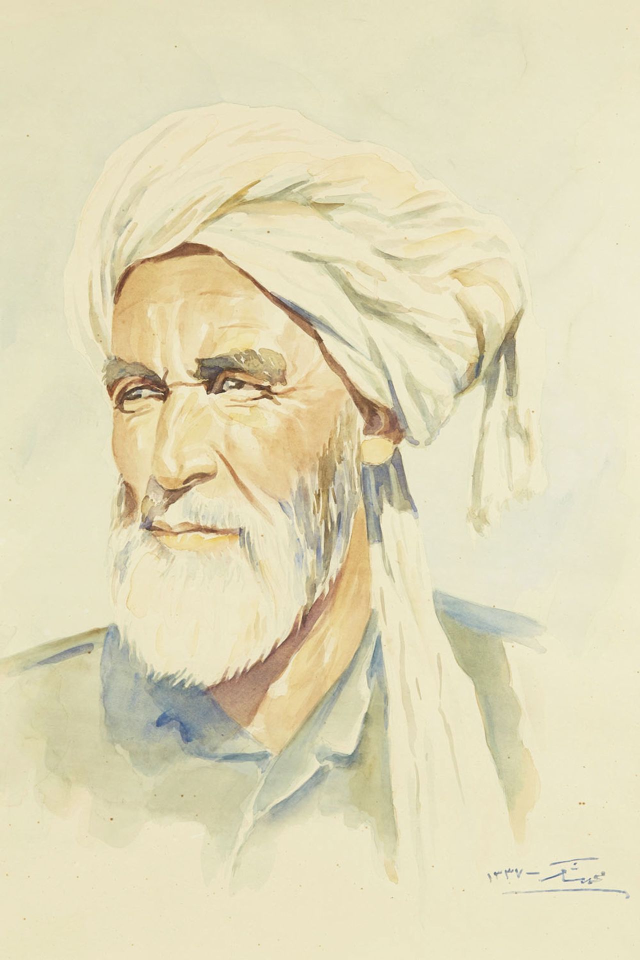 Middle Eastern Watercolour Portrait Of A Man By Mohamed Shaker C.1916 - Image 4 of 5
