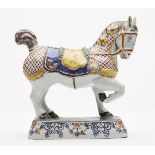 ANTIQUE DELFT POLYCHROME MODEL OF A HORSE 19TH C.