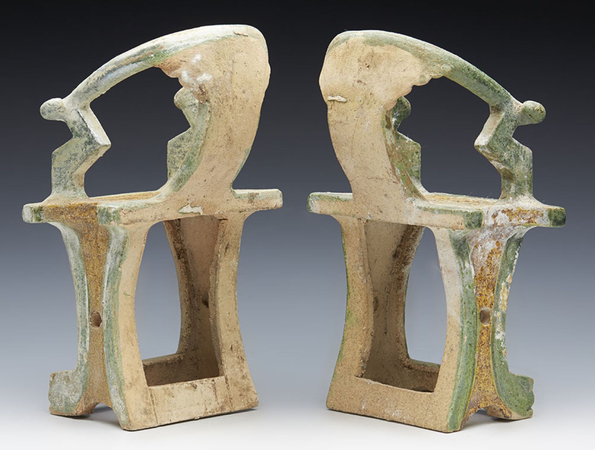 Pair Antique Chinese Ming Earthenware Tomb Chairs 1368-1644 - Image 15 of 15