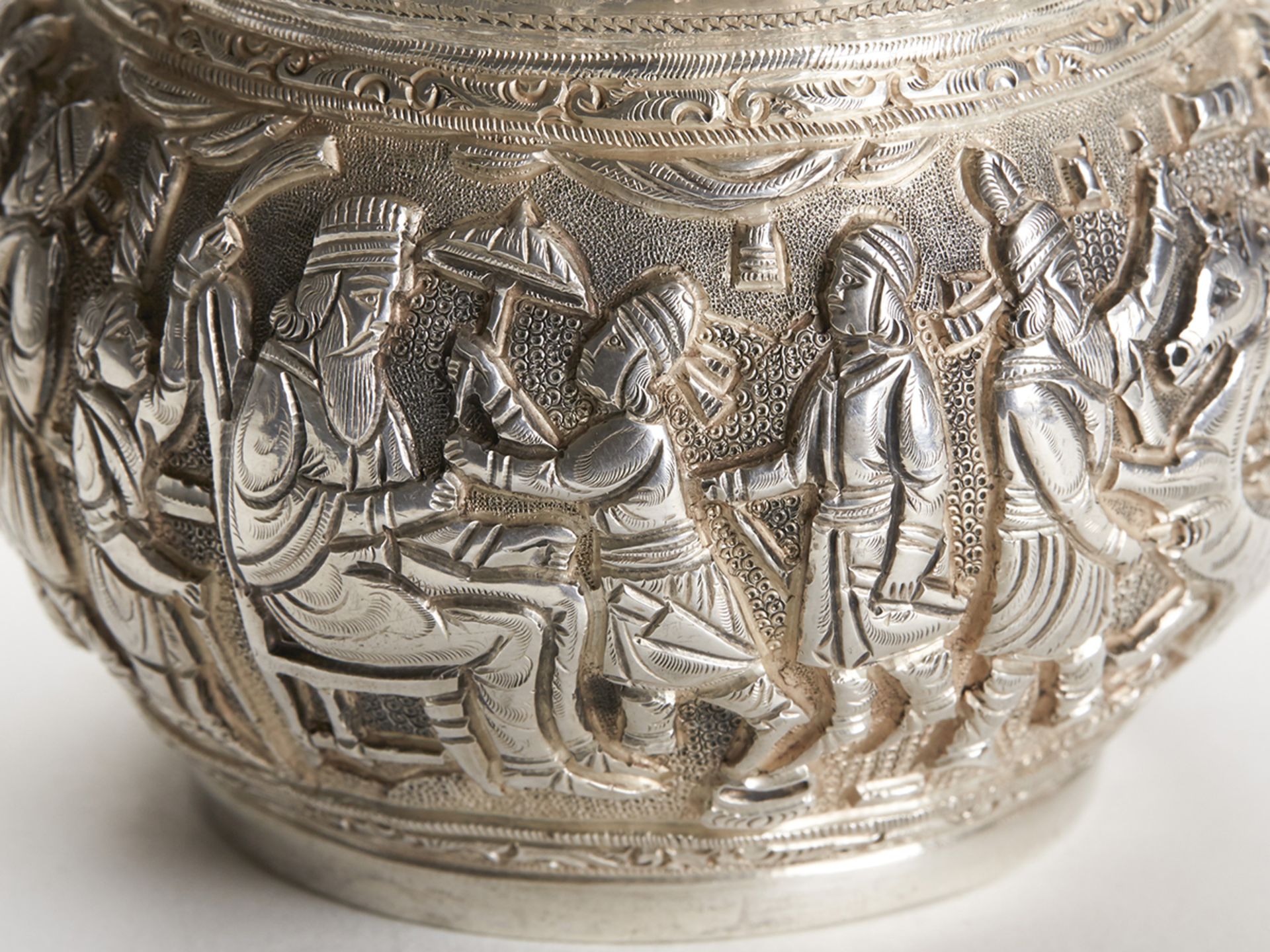 ANTIQUE INDIAN/ASIAN SILVER FIGURAL VASE 19TH C. - Image 2 of 7