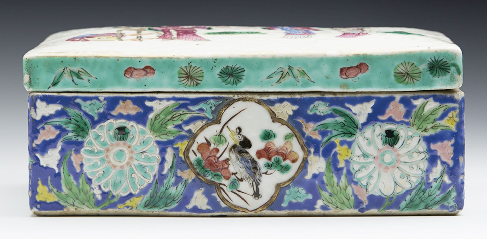 Antique Chinese Daoguang Famille Rose Figural Bathroom Box C.1830 - Image 16 of 18