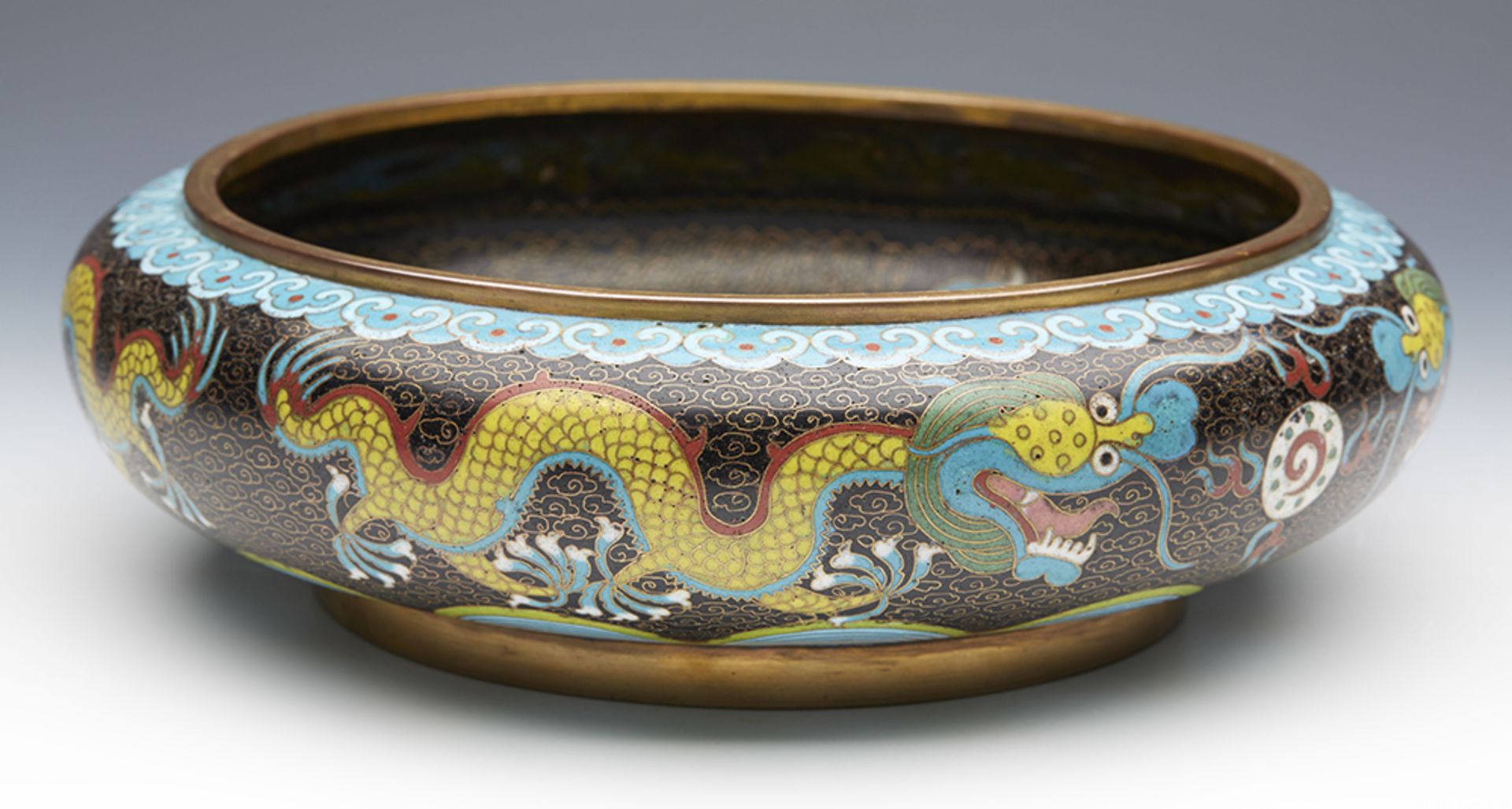 Antique Chinese Tongzhi Mark Cloisonne Dragon Bowl 1862-74 - Image 2 of 9