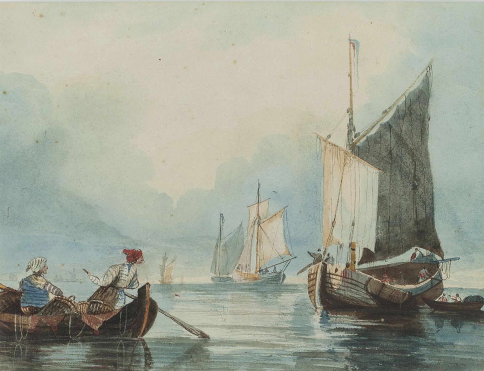 Original Watercolour Painting Dutch Seascape S. Inges 19Th C. - Image 2 of 8