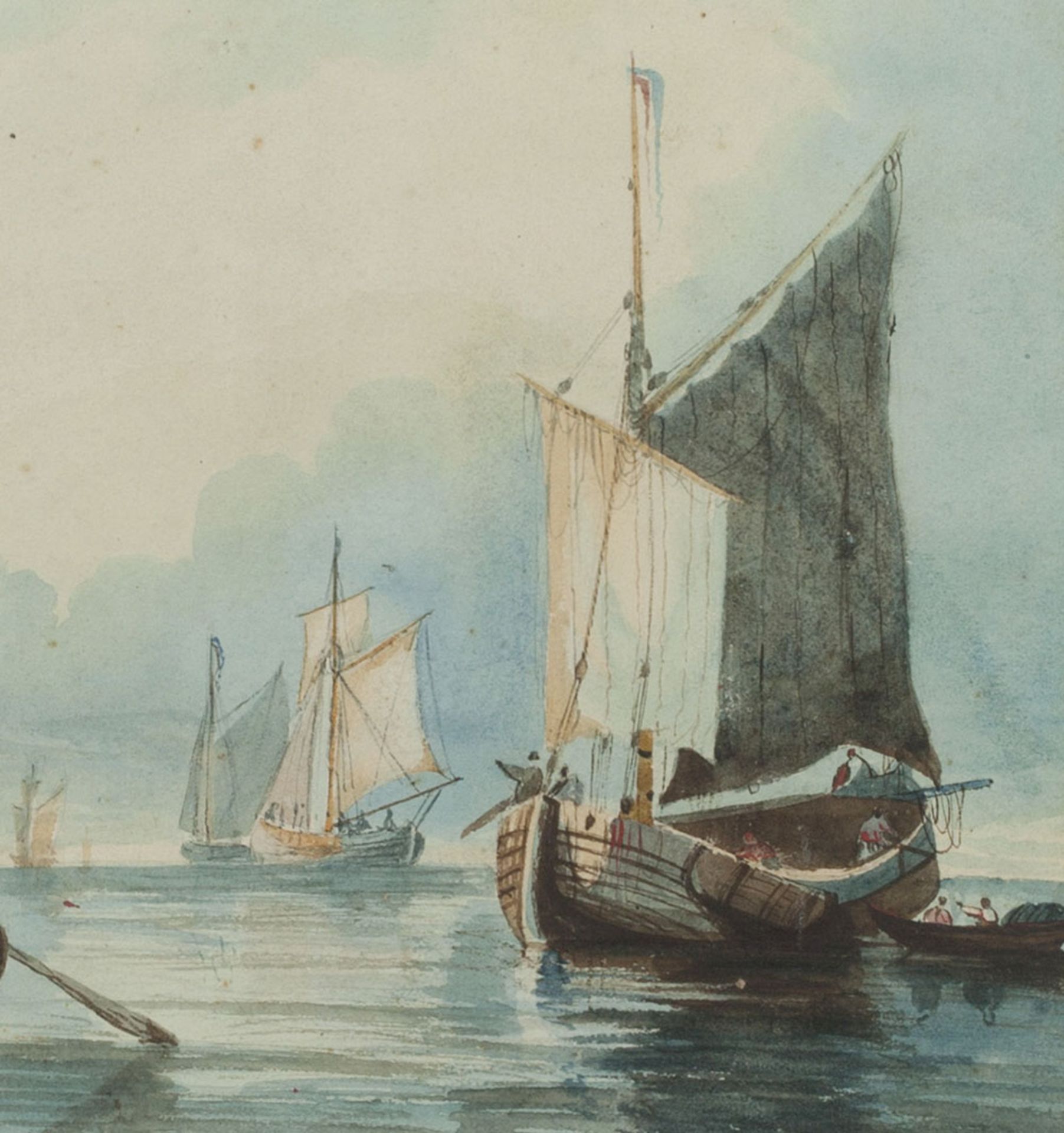 Original Watercolour Painting Dutch Seascape S. Inges 19Th C. - Image 3 of 8