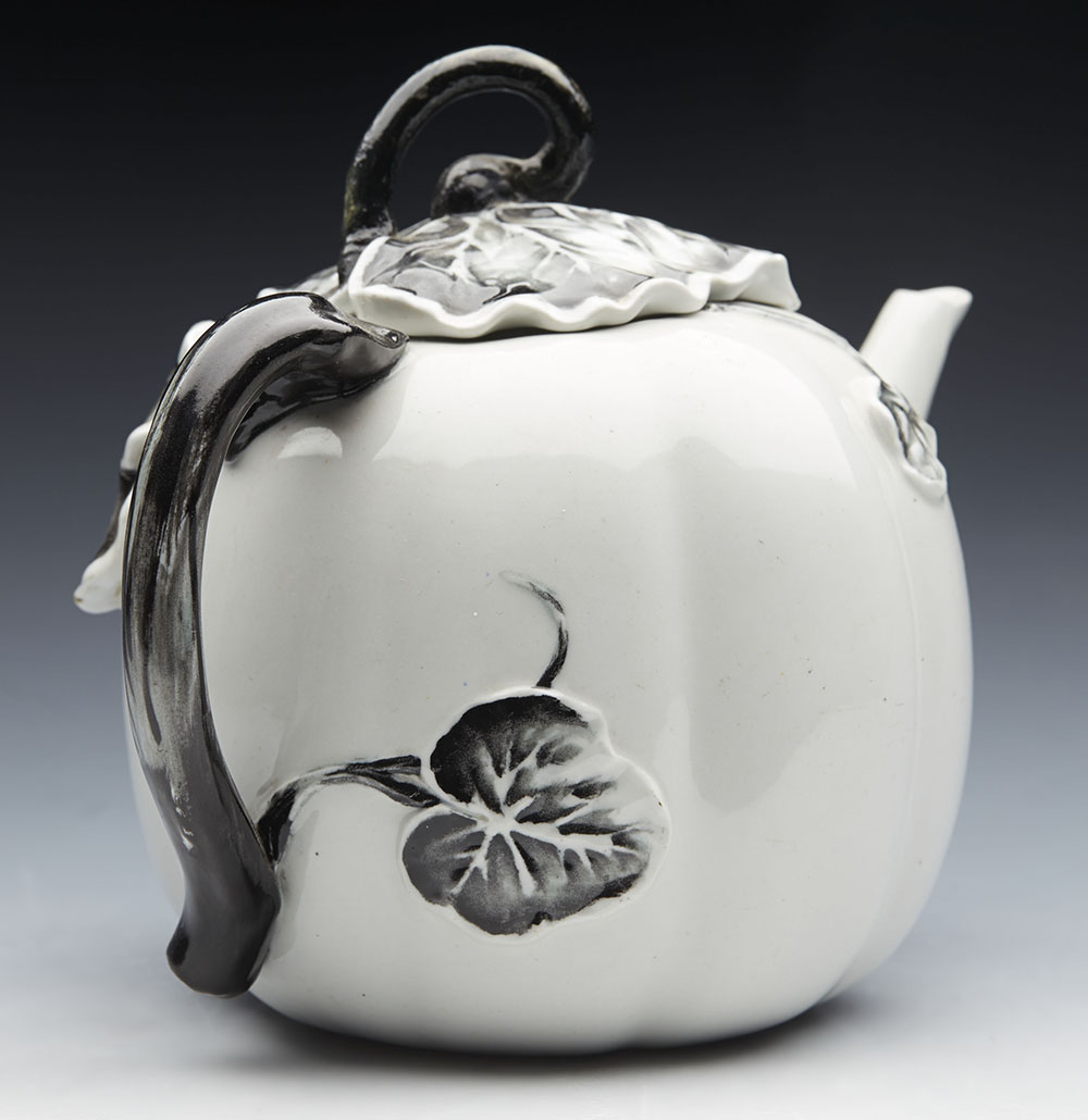 Antique Worcester Porcelain Melon Shaped Lidded Teapot C.1880 - Image 8 of 10