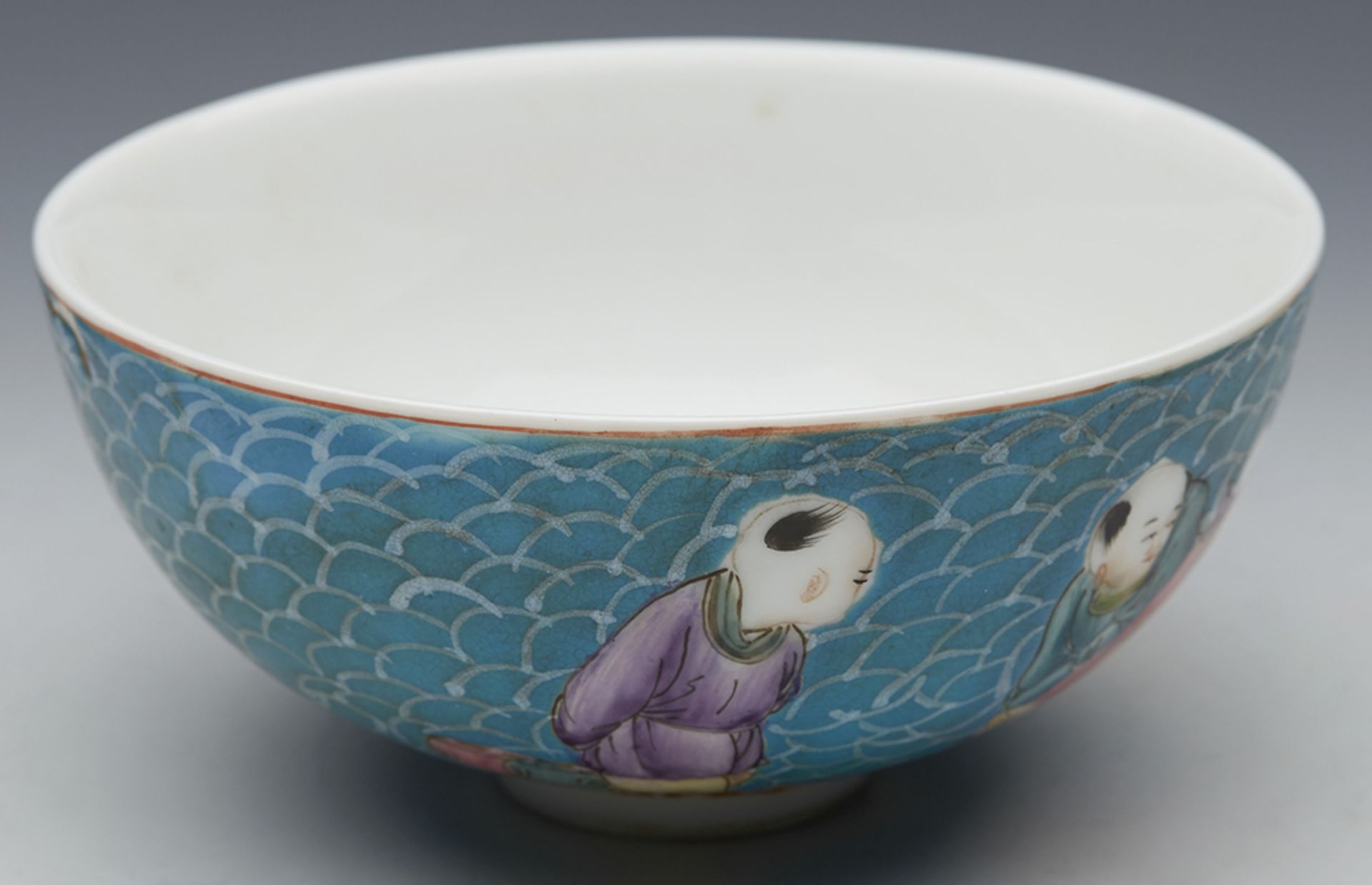 Superb Antique Chinese Qianlong Mark Figural Bowl 19/20th C.