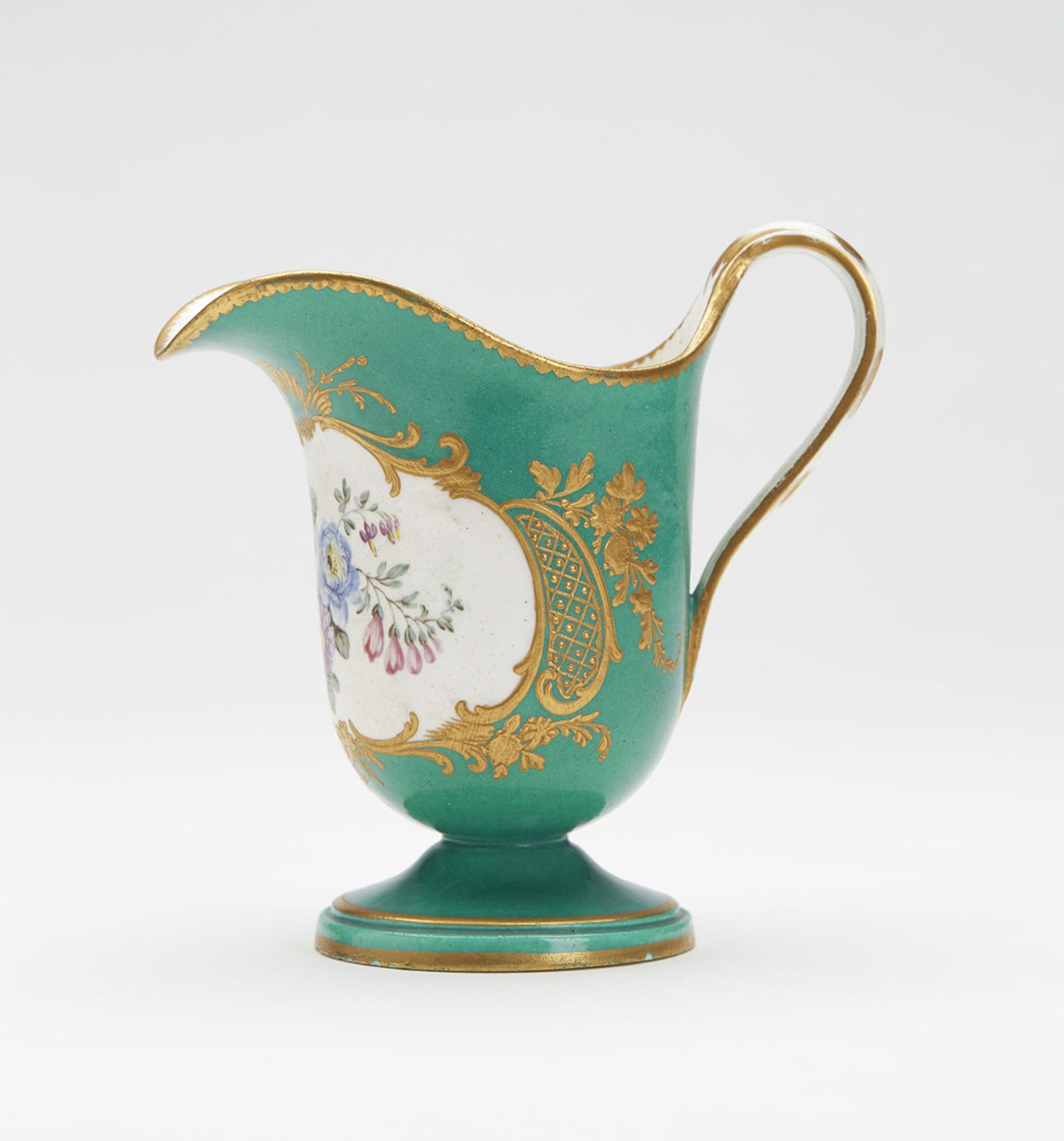 ANTIQUE SEVRES GREEN GROUND FLORAL JUG 1757-60 - Image 2 of 8