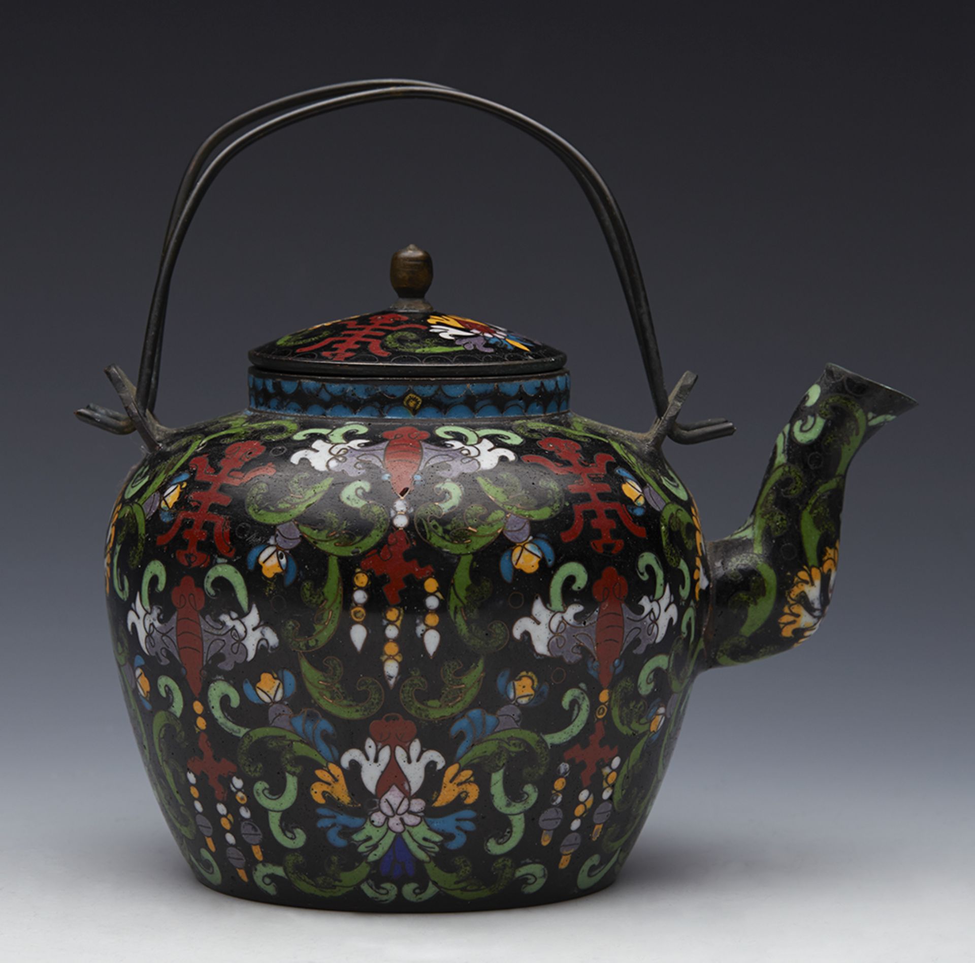 Fine Antique Chinese Qing Cloisonne Wine Pot Marked Tong Shun Tang 19Th C. - Image 5 of 10