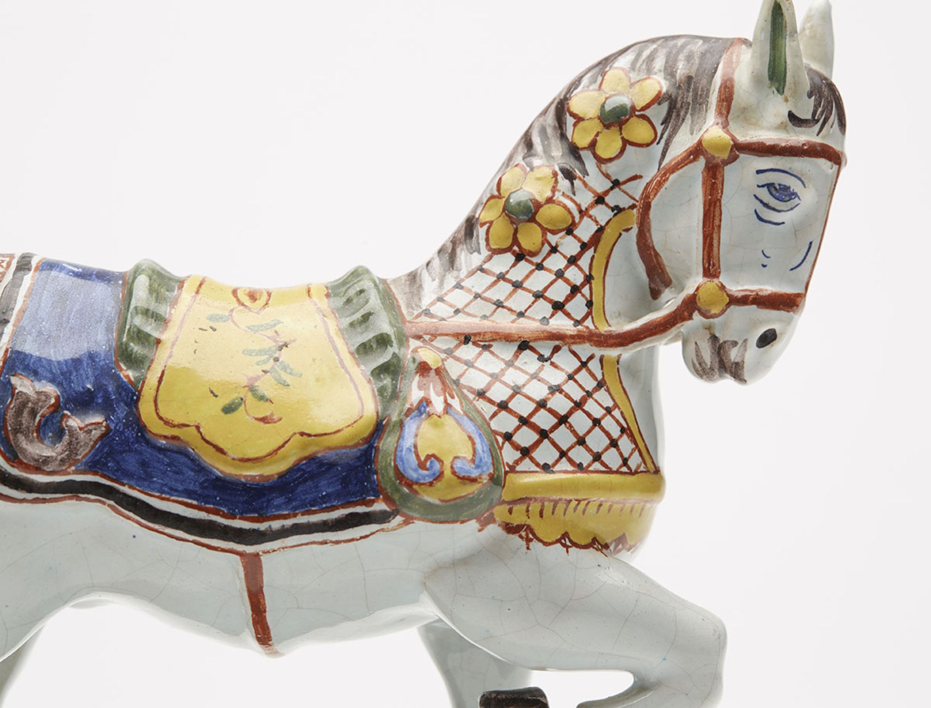 ANTIQUE DELFT POLYCHROME MODEL OF A HORSE 19TH C. - Bild 2 aus 10