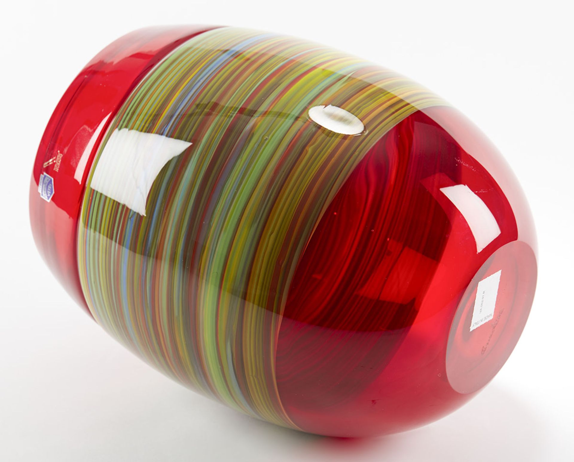 Italian Murano Gino Cenedese Signed Swirl Design Red Art Glass Vase - Image 10 of 10