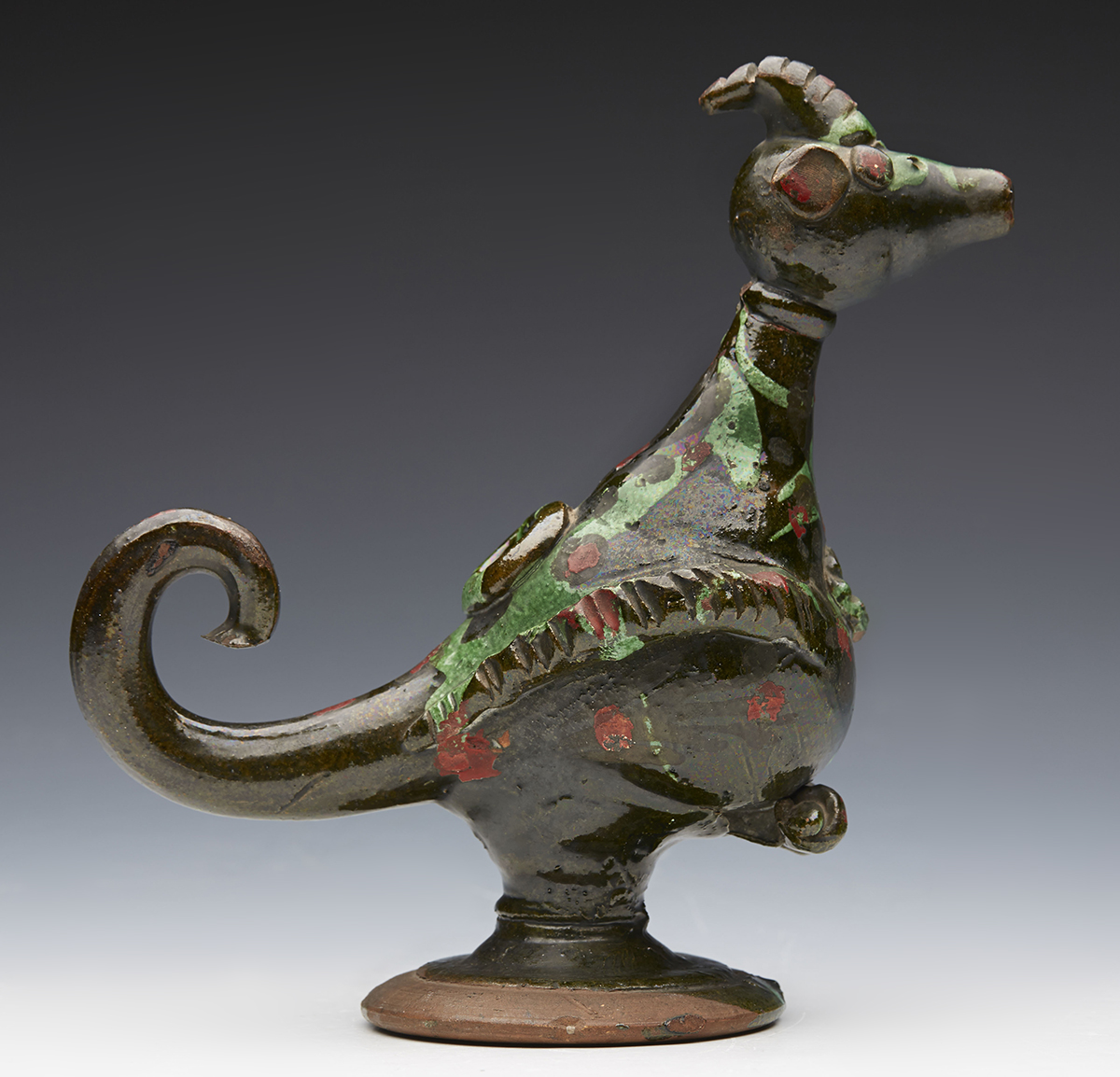 Antique Turkish Cannakkale Pottery Mythical Bird Ewer 19Th C. - Image 2 of 8