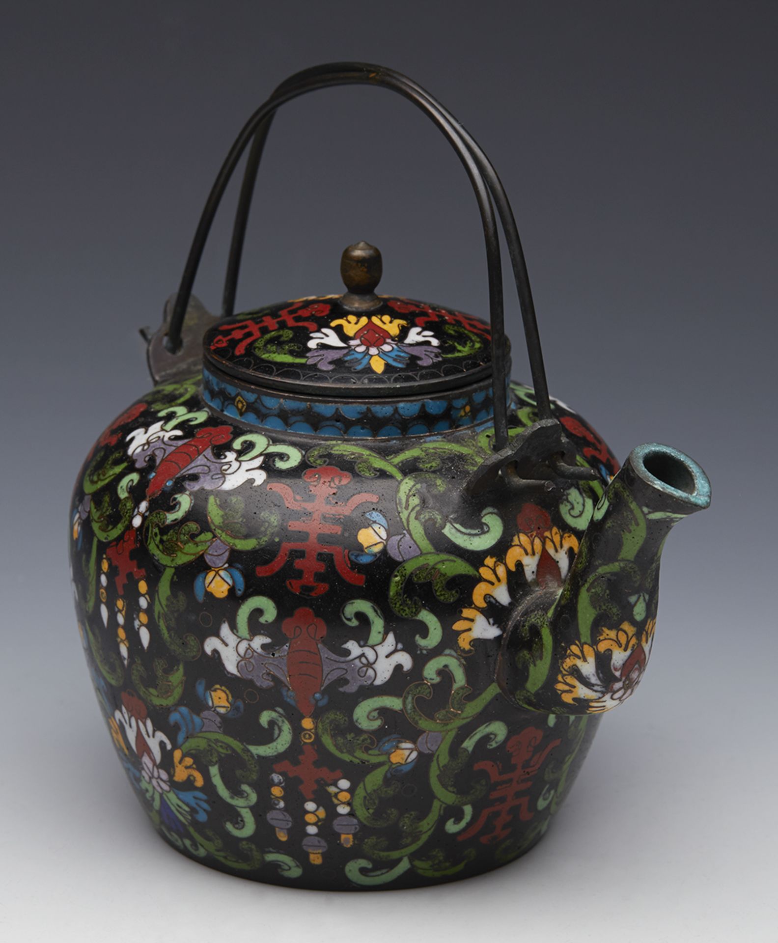 Fine Antique Chinese Qing Cloisonne Wine Pot Marked Tong Shun Tang 19Th C.