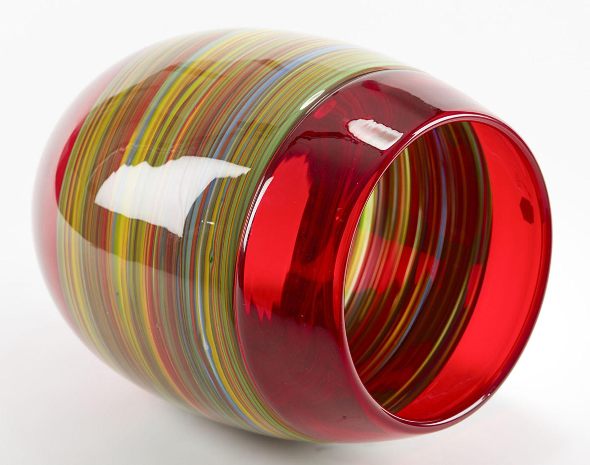 Italian Murano Gino Cenedese Signed Swirl Design Red Art Glass Vase - Image 3 of 10