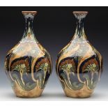 Pair Art Pottery Rozenburg Stylish Floral Design Vases 1896