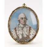 GEORGE III FRAMED MINIATURE BY ANN SHELLEY-LLOYD 2OTH C.