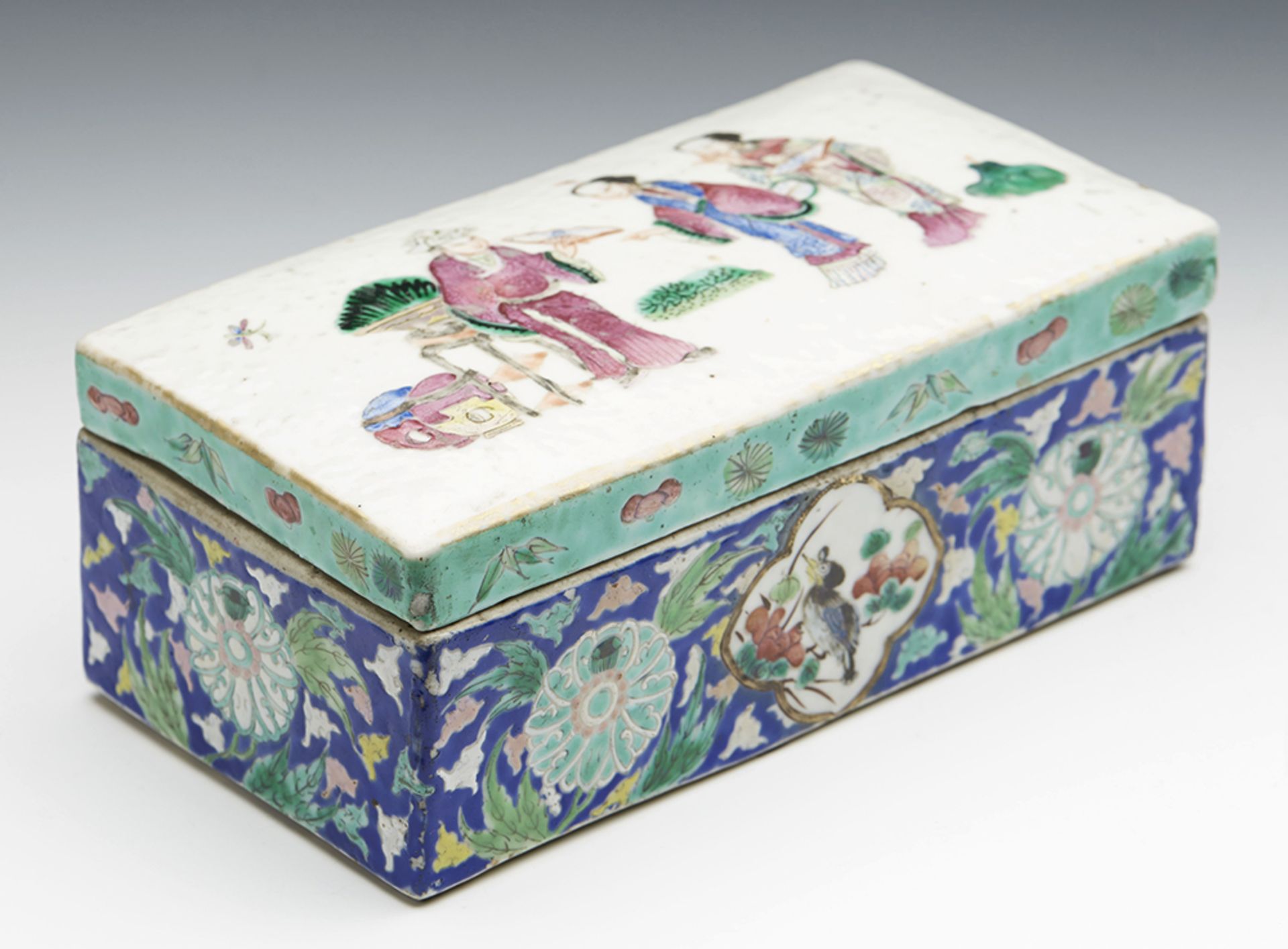Antique Chinese Daoguang Famille Rose Figural Bathroom Box C.1830 - Image 17 of 18
