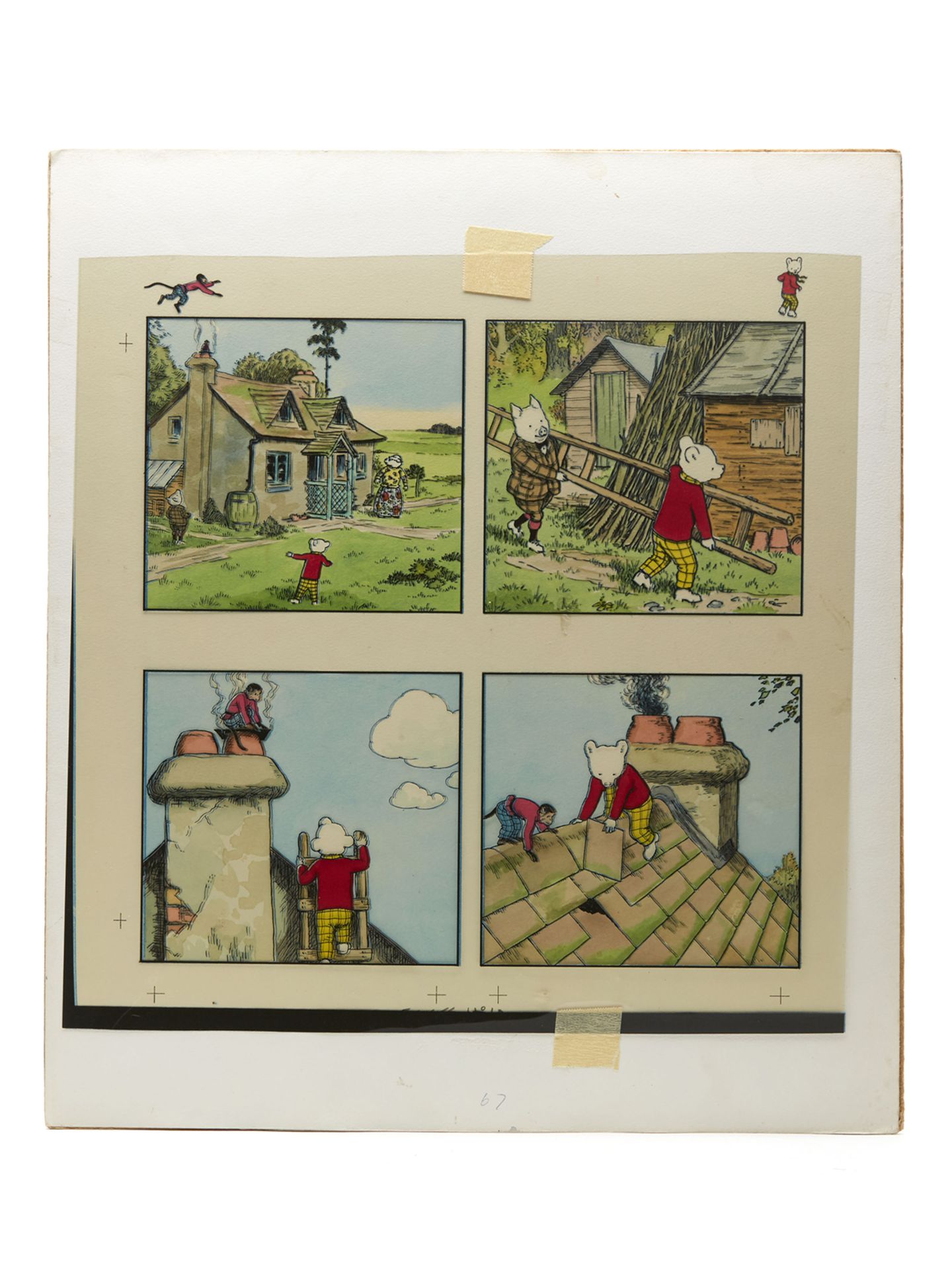 ORIGINAL RUPERT THE BEAR FOUR PANEL ARTWORK THE KITE 1988