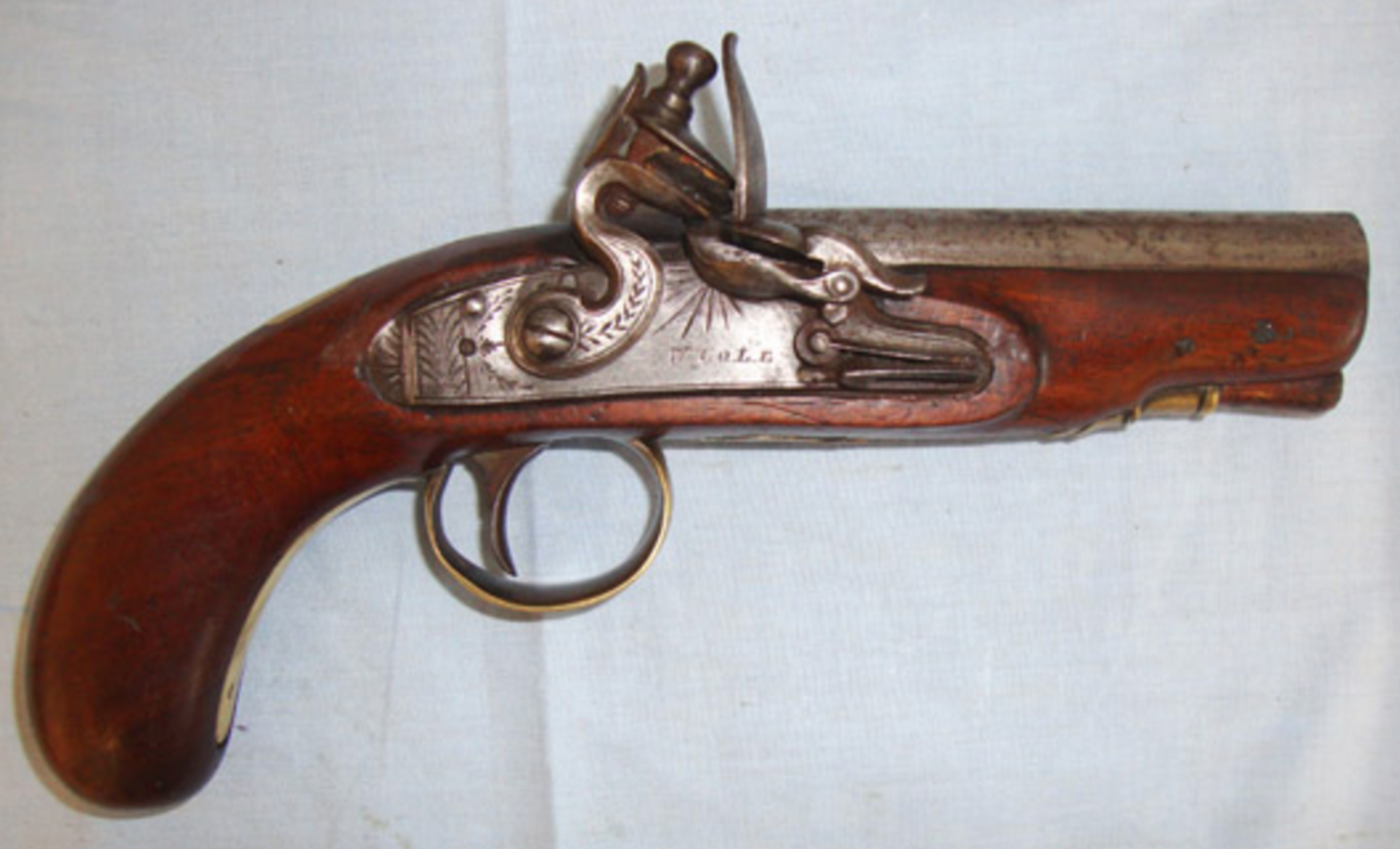 William Cole, Belfast 1811 & 1838 Irish .577” Bore Flintlock Traveling Pistol.