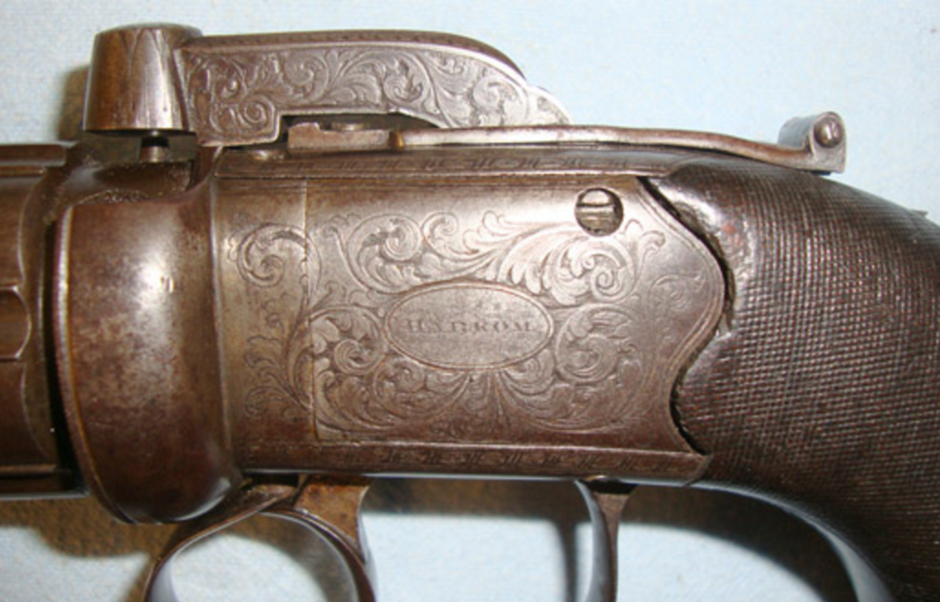 Scottish, 1837- 1869 .60" Bore Bar Hammer, 6 Shot Pepper Box Revolver By Harkom Edinburgh - Image 2 of 3