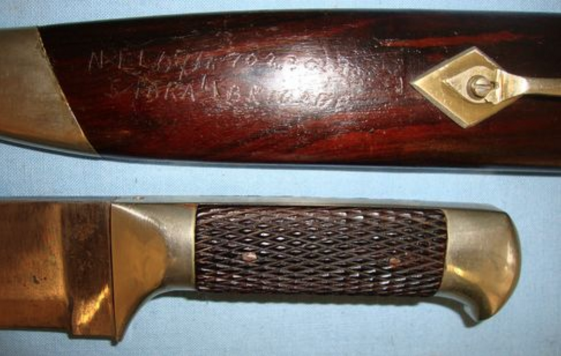 WW2 Far East British Private Purchase Fighting Knife & Scabbard To N. Lloyd 5th Para 4 Brigade - Image 2 of 3