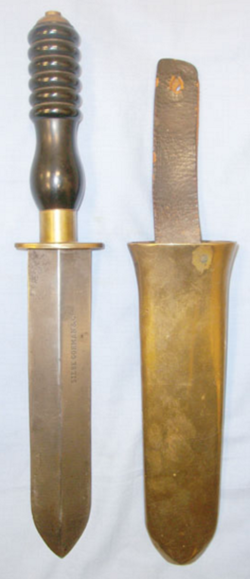 Mint, 1960's British Royal Navy Diver's Knife By Siebe Gorman & Co Ltd & Brass Scabbard