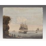 Antique British Coastal Scene Painting, Oil On Panel 18/19Th C.