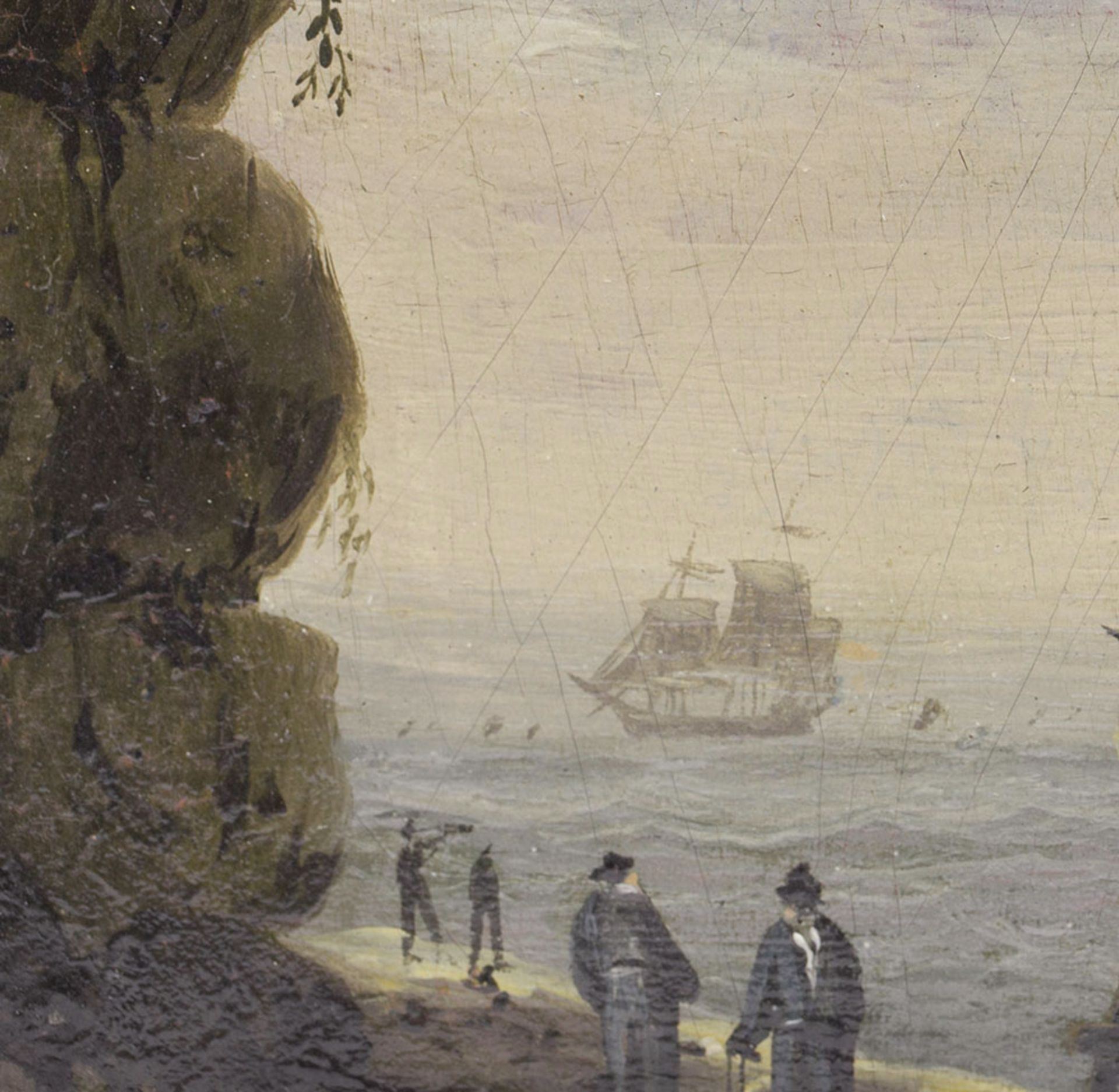 Antique British Coastal Scene Painting, Oil On Panel 18/19Th C. - Image 5 of 6