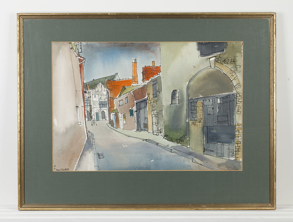 Irish Town Scene Watercolour Anne Tallentire 20Th C.