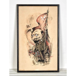 Caricature Of Lenin, Pencil And Watercolour, Signed Gibons