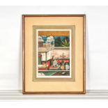 Antique Indian Watercolour, Interior Scene, 19Th C.