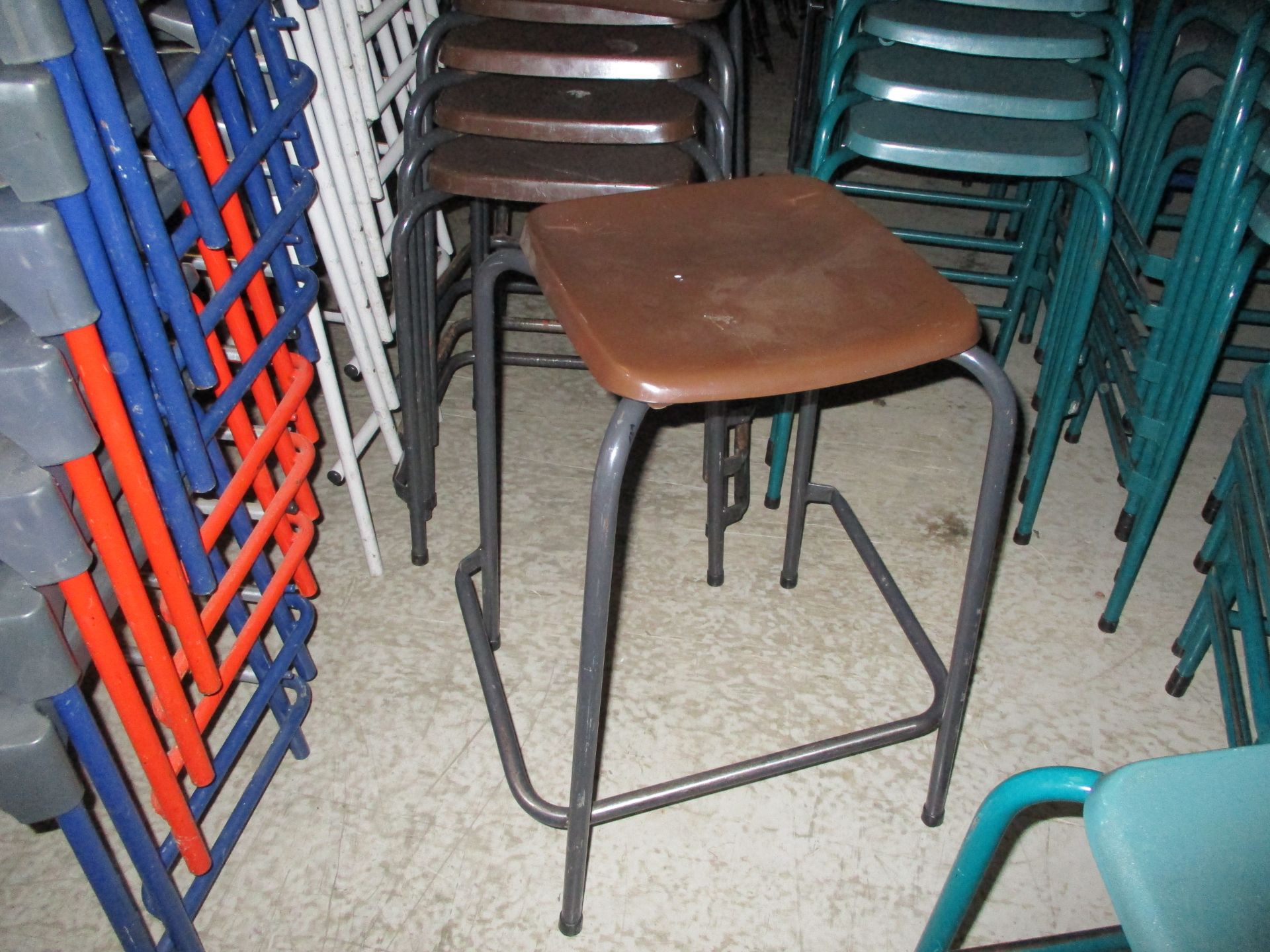 9 X Brown Stacking Stools