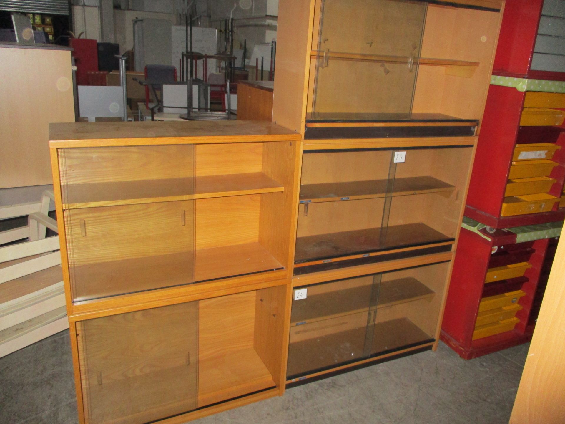 5 X Glass Front Storage Unit