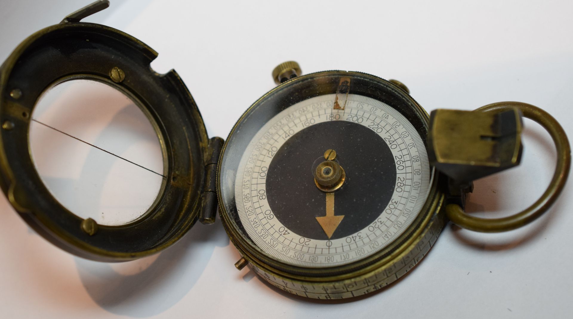 WW1 Vernier Brass Compass With Leather Case - Image 2 of 3