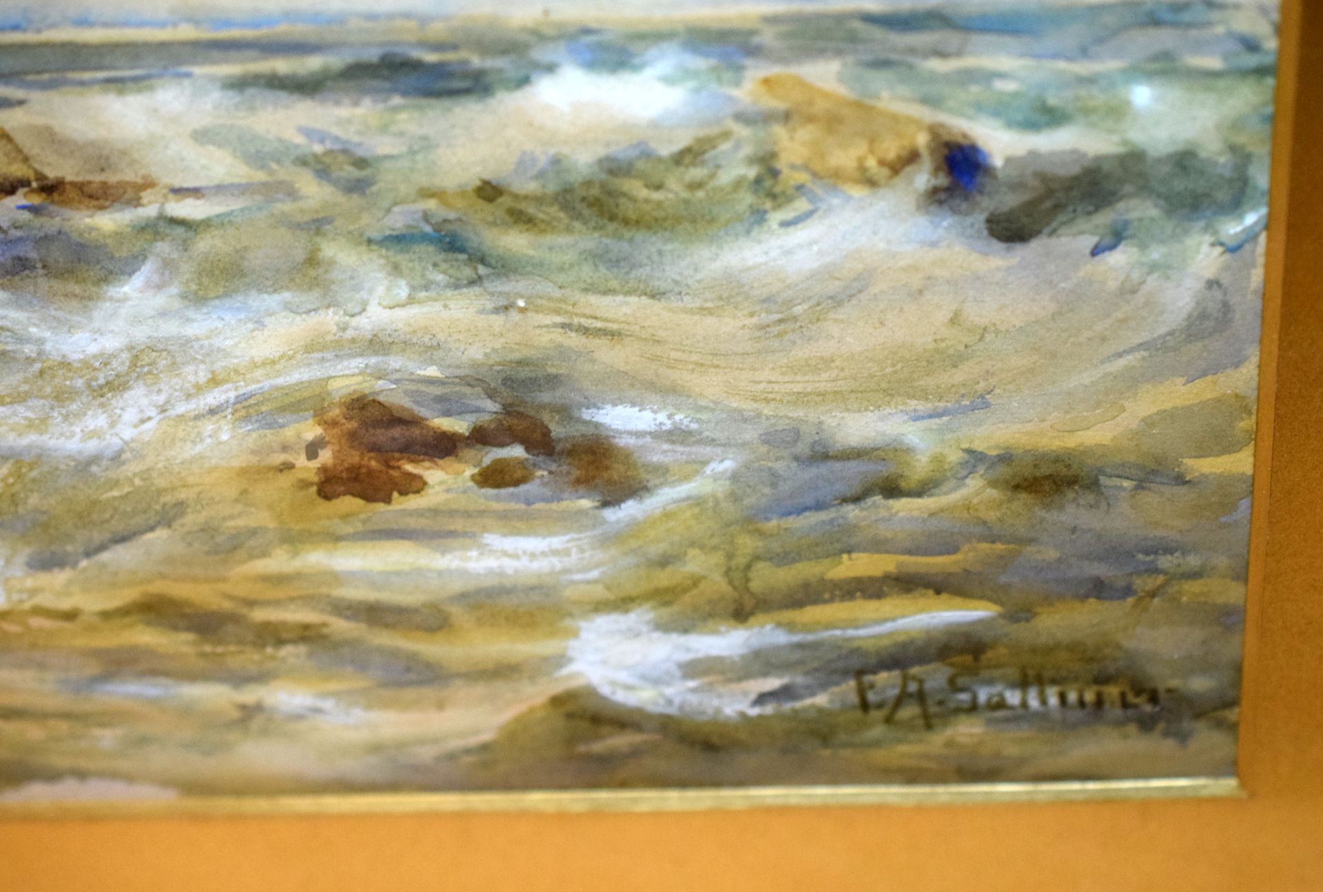 Coastal Study Watercolour Painting by Florence Anne Saltmer c1895 NO RESERVE - Image 2 of 3