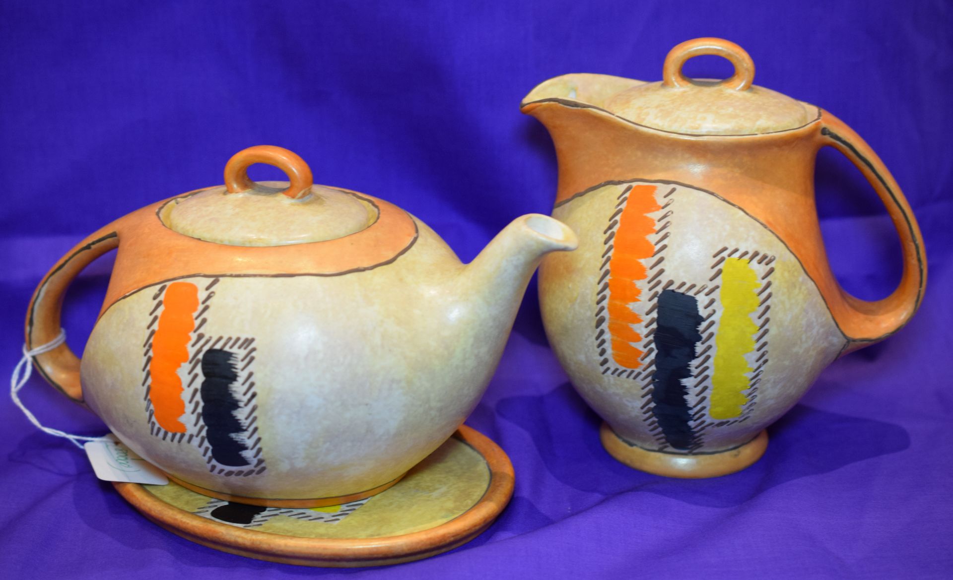 Art Deco Tea Pot, Hot Water Jug And Plate