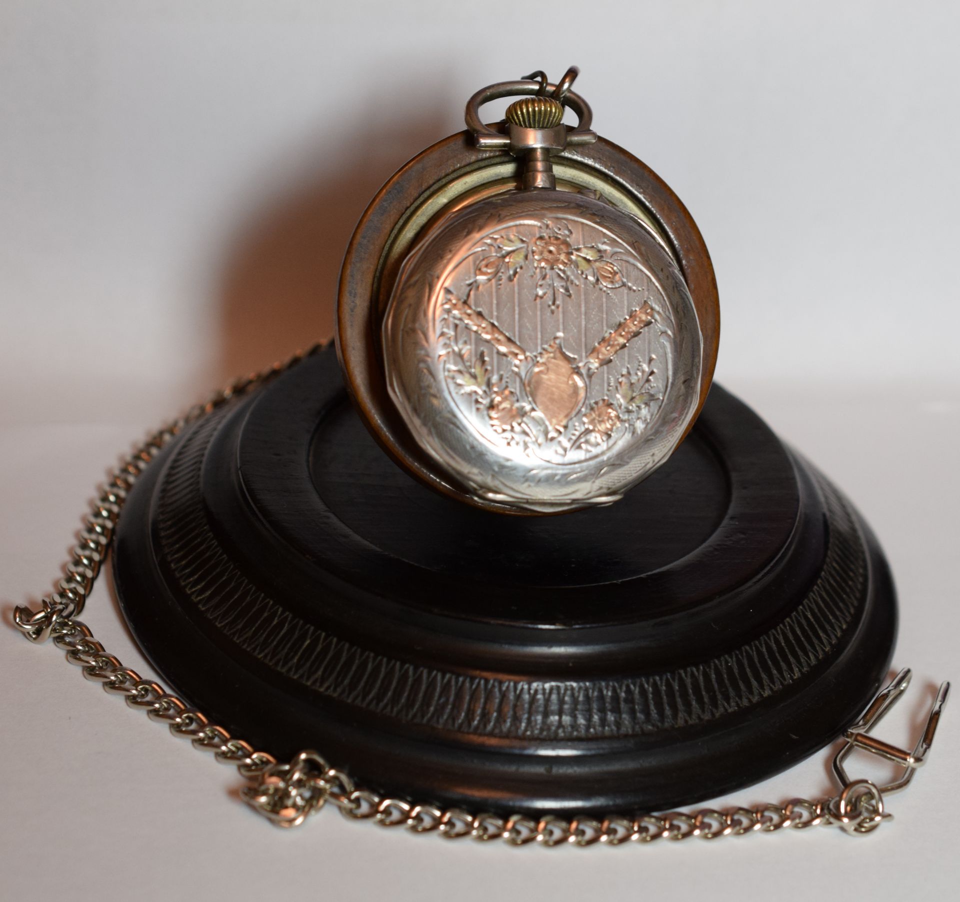 Silver Cased French Pocket Watch With Movement Signed C.Crettiez On Display Stand - Image 4 of 9
