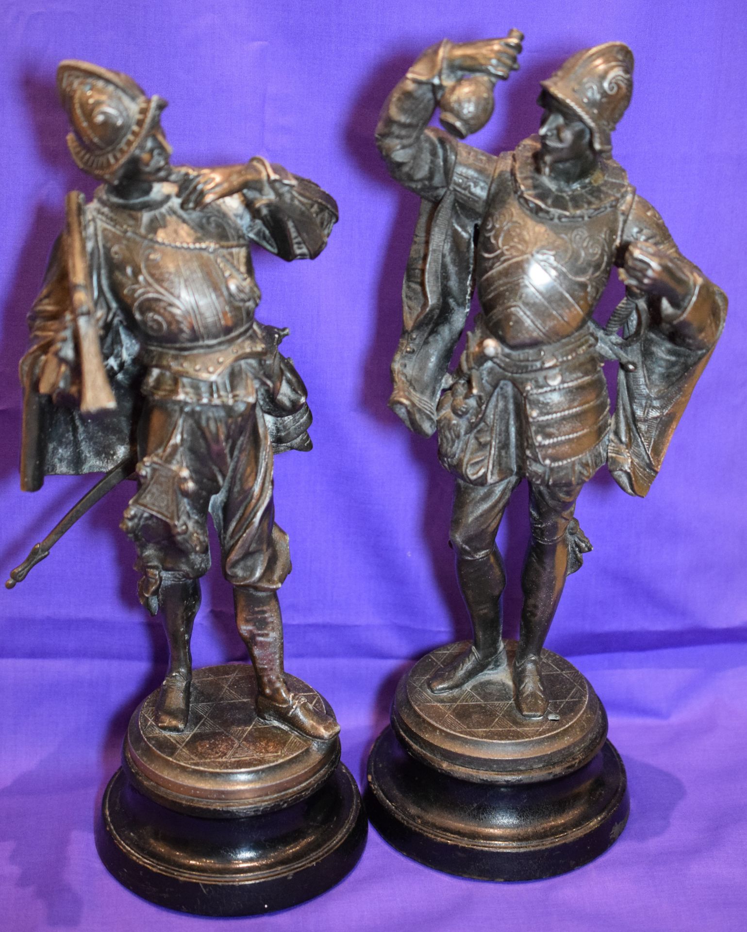 Pair Of Bronzed Spelter Figures Of Spanish Conquistadors