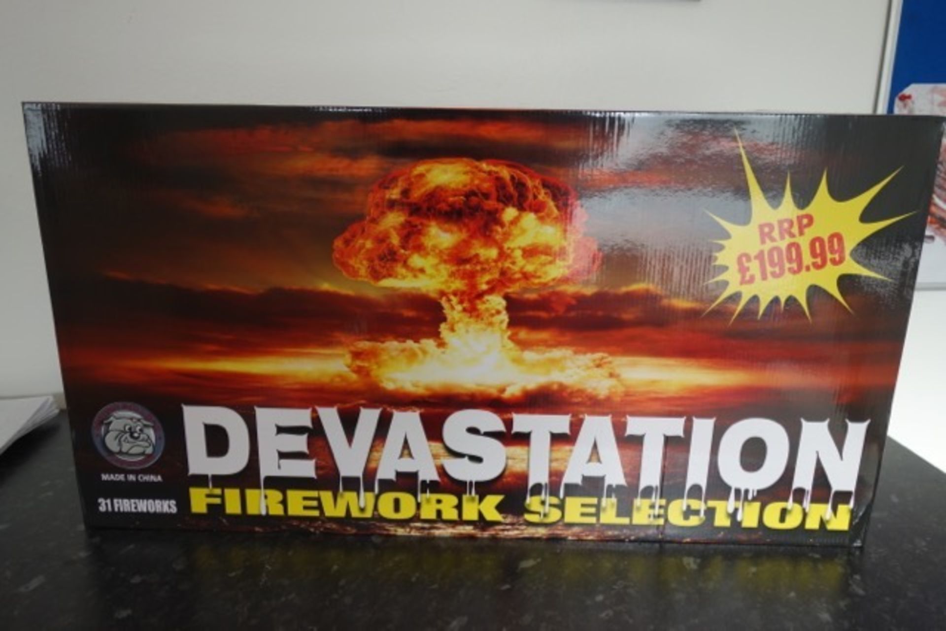 TRADE PALLET LOT: 30 x DEVASTATION ULTIMATE SELECTION BOX BY BRITISH BULLDOG FIREWORK COMPANY - THIS