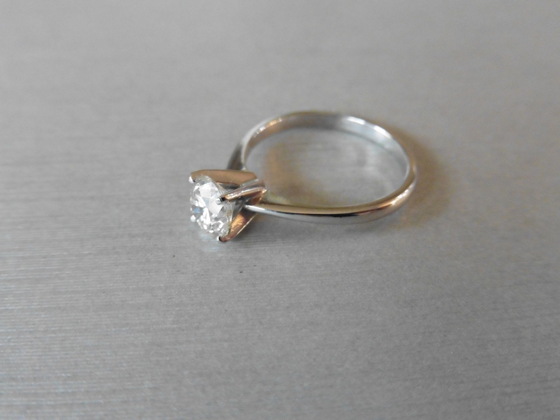 1.00ct diamond solitaire ring set with abrilliant cut diamond, J colour Si1/2 clarity. Set in a high - Image 4 of 4