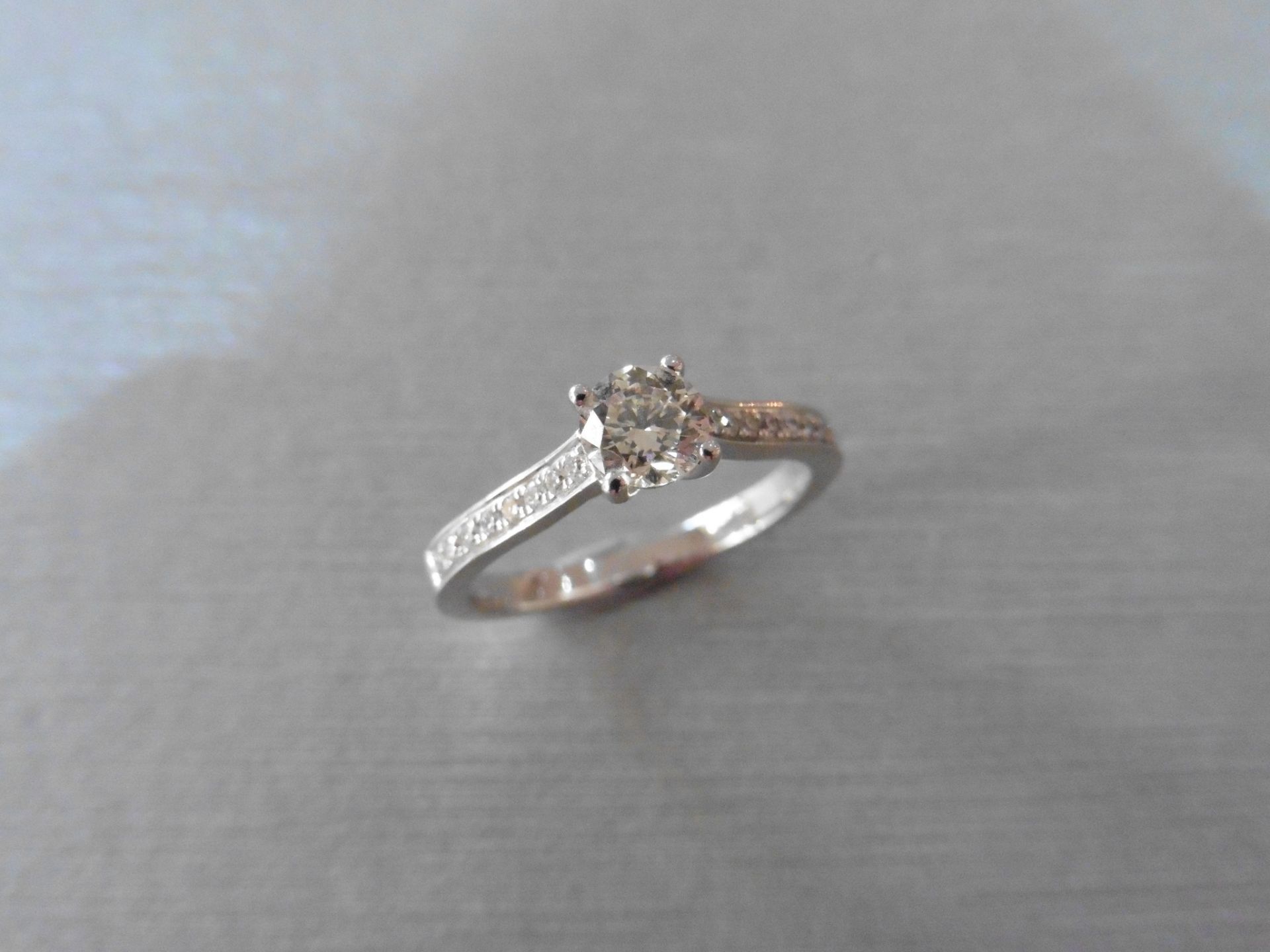 0.50ct Diamond set solitaire ring set with a brilliant cut diamond, of VS clarity, I colour. Secured