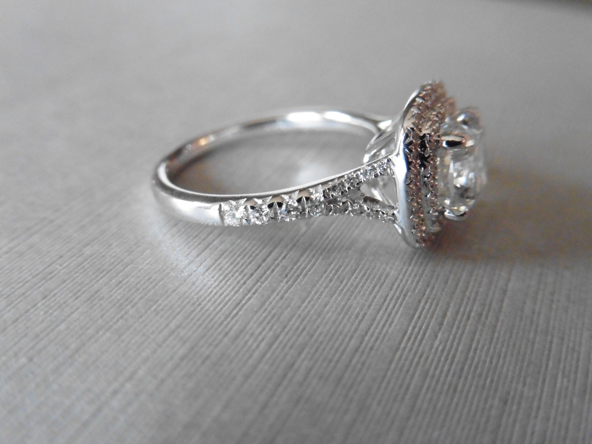 1.81ct diamond set solitaire ring with a cushion cut diamond in the centre, F colour, I1 clarity. - Image 3 of 5