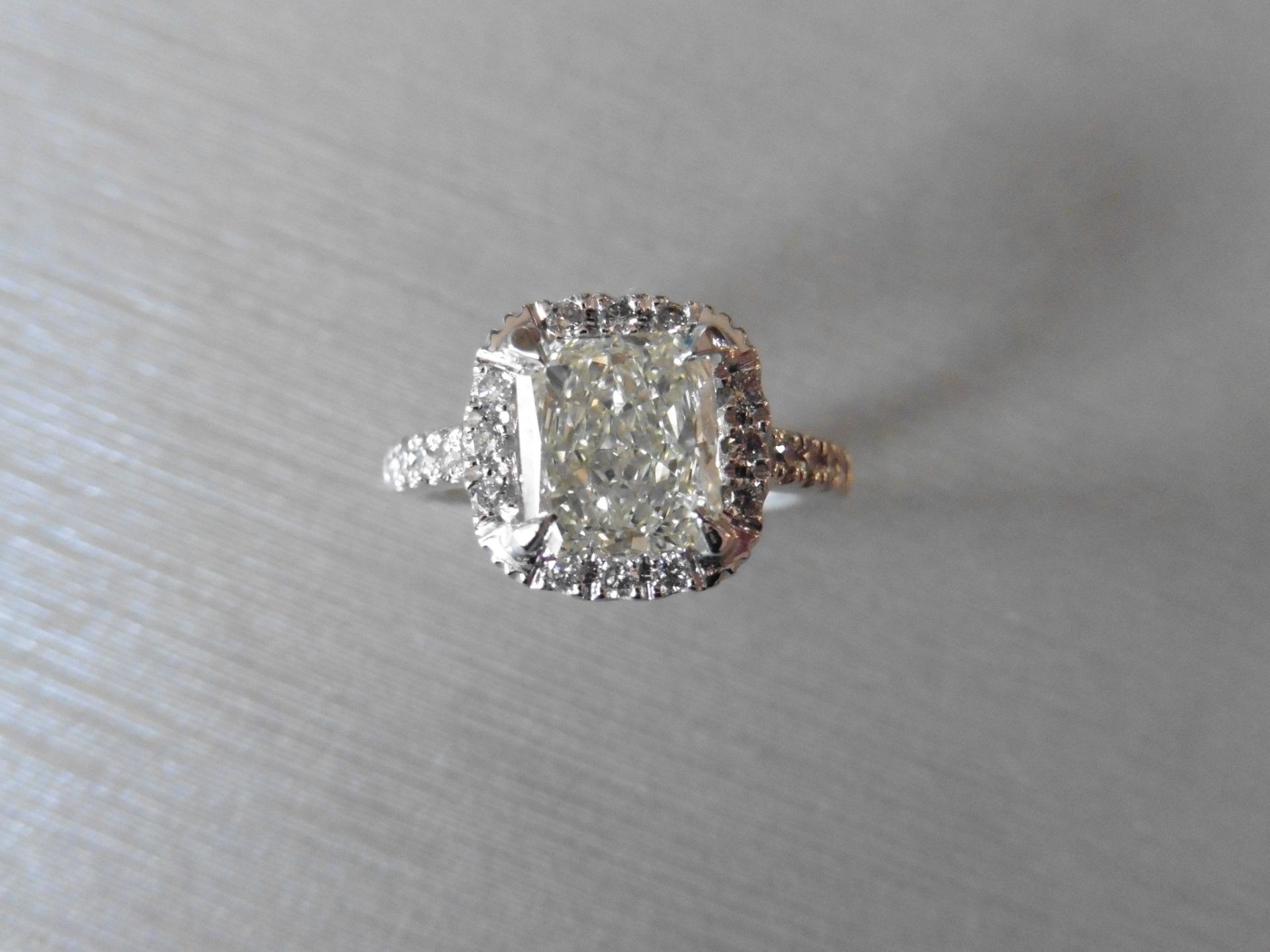 2.03ct Platinum diamond set solitaire ring set with a cushion radiant cut diamond, K colour and - Image 6 of 7