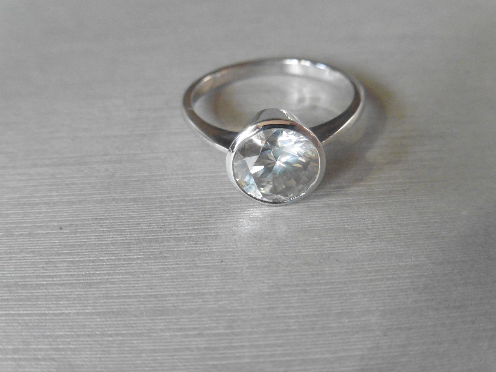 2.36ct brilliant cut diamond solitaire ring set in 18ct white gold rub over setting. K colour, Si2 - Image 4 of 4