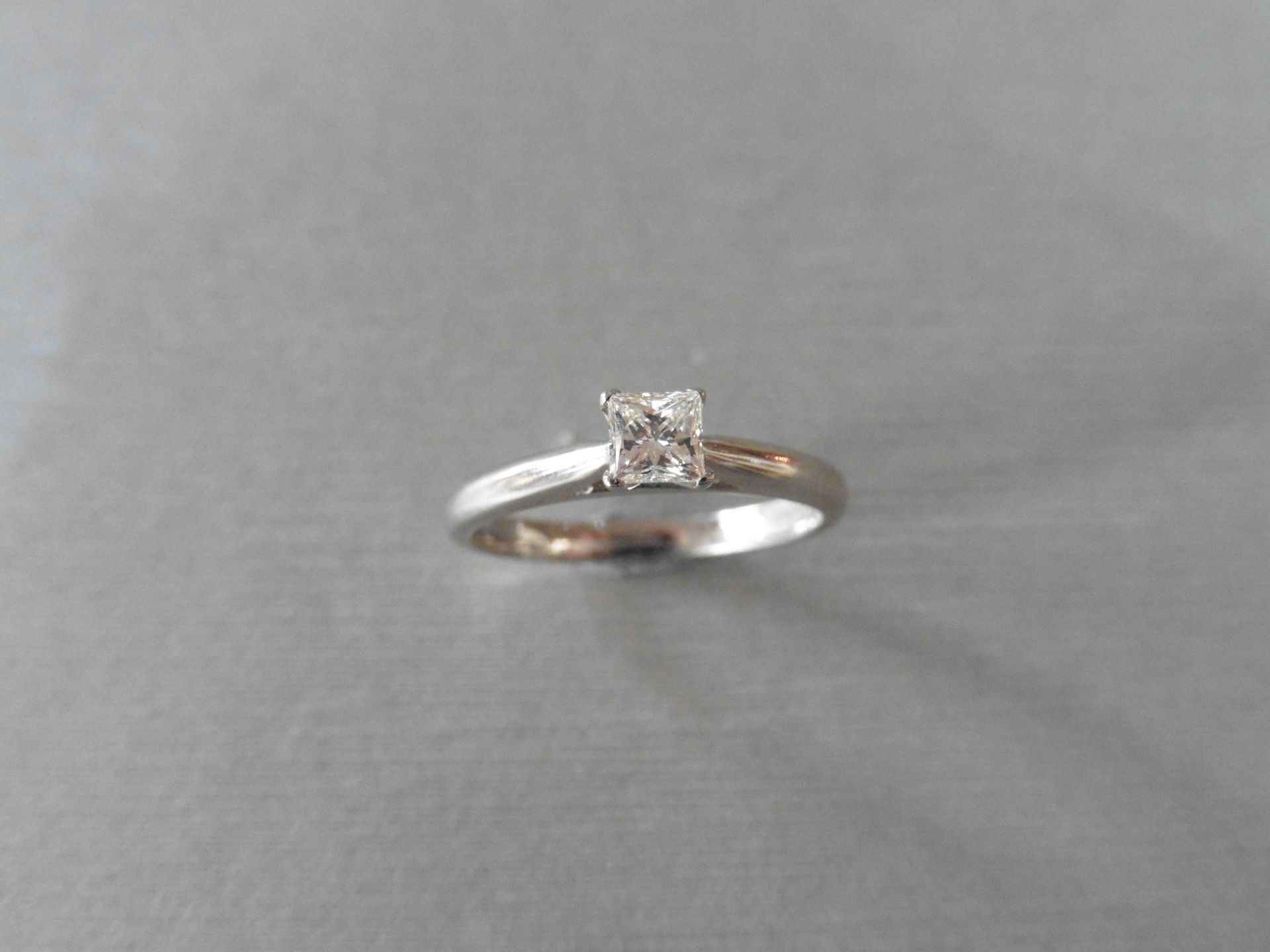 0.32ct diamond solitaire ring set with a princess cut diamond of I colour and VS clarity. 18Ct white - Image 4 of 4